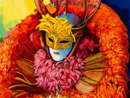 Masque rouge et or